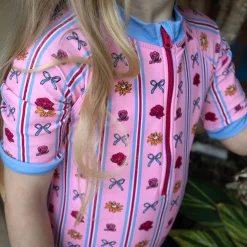 Flower Stripe Uv Swimsuit 2-10