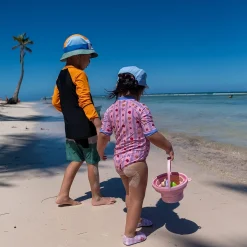 Flower Stripe Uv Swimsuit 2-10