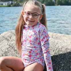 Flowers Long Sleeve Swimsuit 2-14y