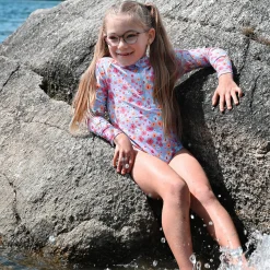 Flowers Long Sleeve Swimsuit 2-14y