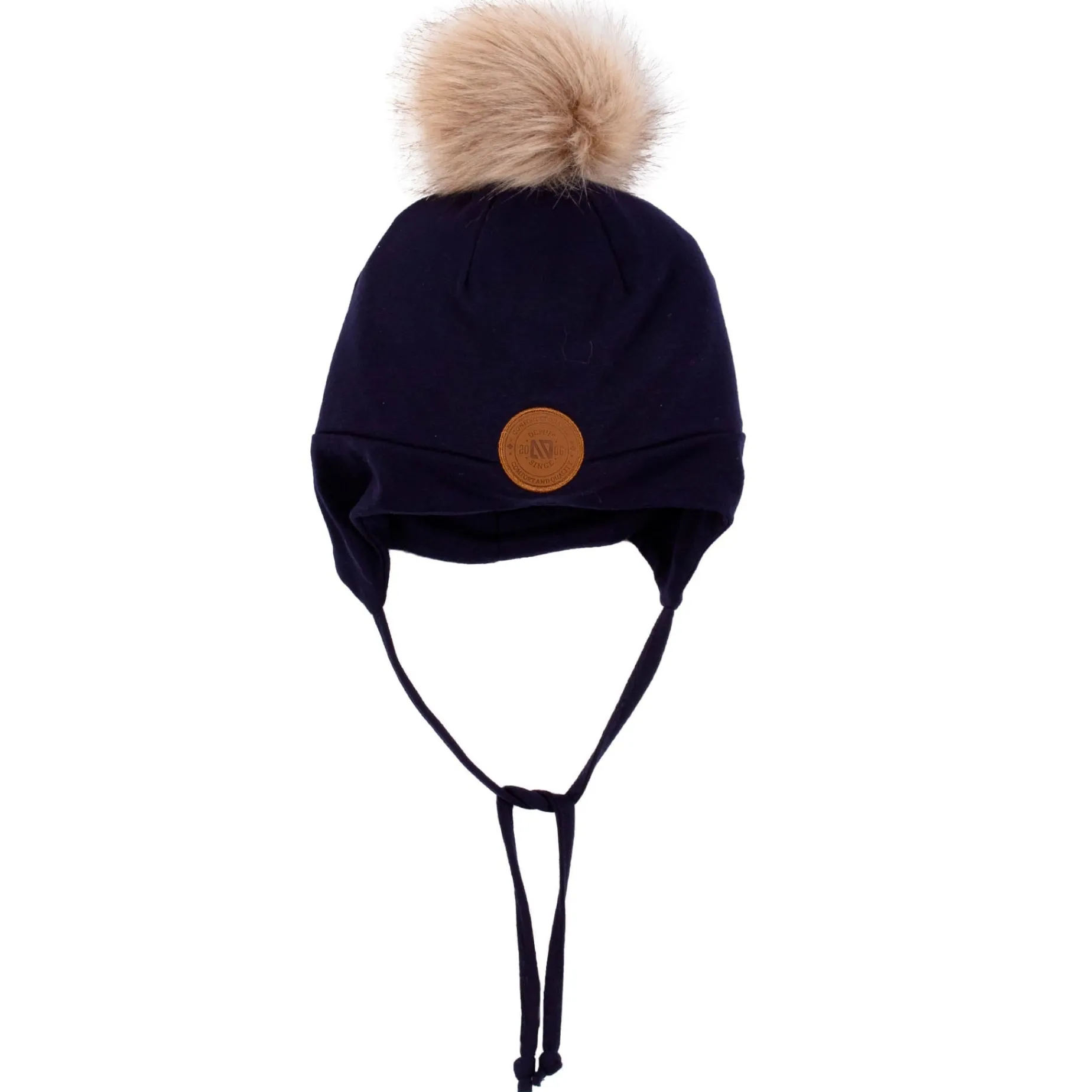 Navy Lined Beanie 2-6y