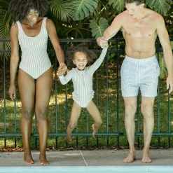 Striped Long Sleeve UV Swimsuit 2-6y